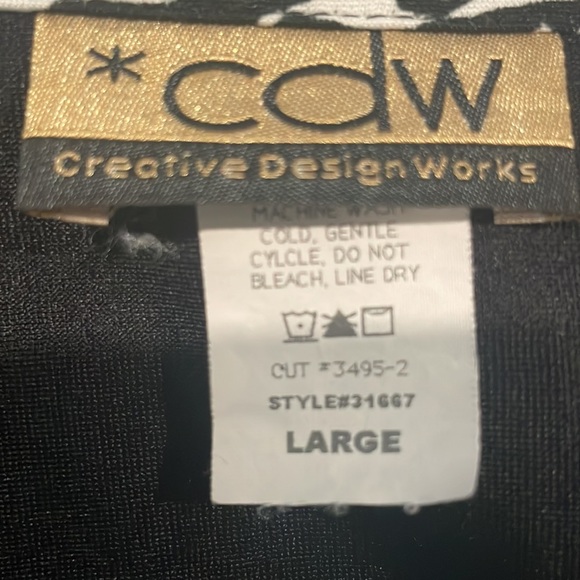 Black with zebra stripe collar & sleeve end, by Creative Design Works, size L - Picture 5 of 5